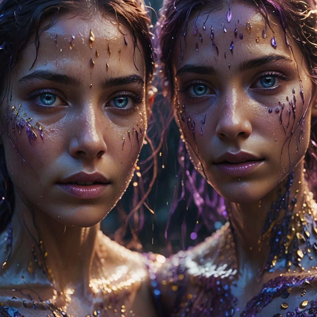 Ethereal Beings Meet in a Cinematic Still