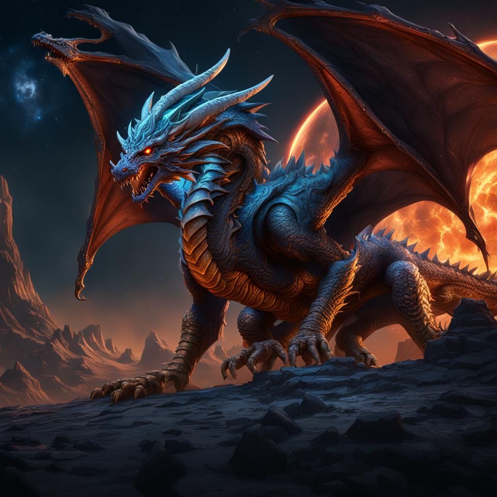 Space Shadow Dragon in Detailed Matte Painting