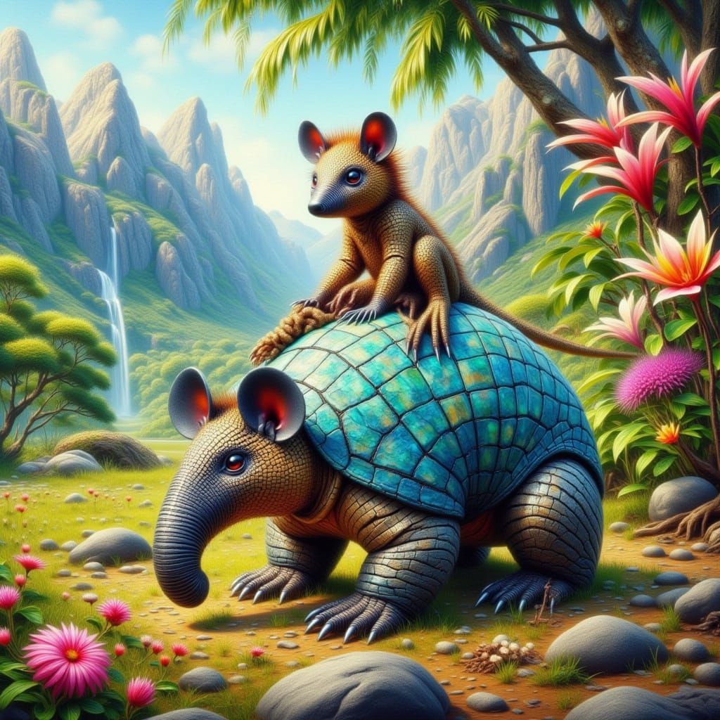 <lora:FiosCrackedImpasto:1.0> <lora:FiosExoticMammals:1.0> A...