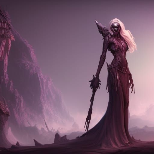 Detailed Matte Painting of a Drow Woman