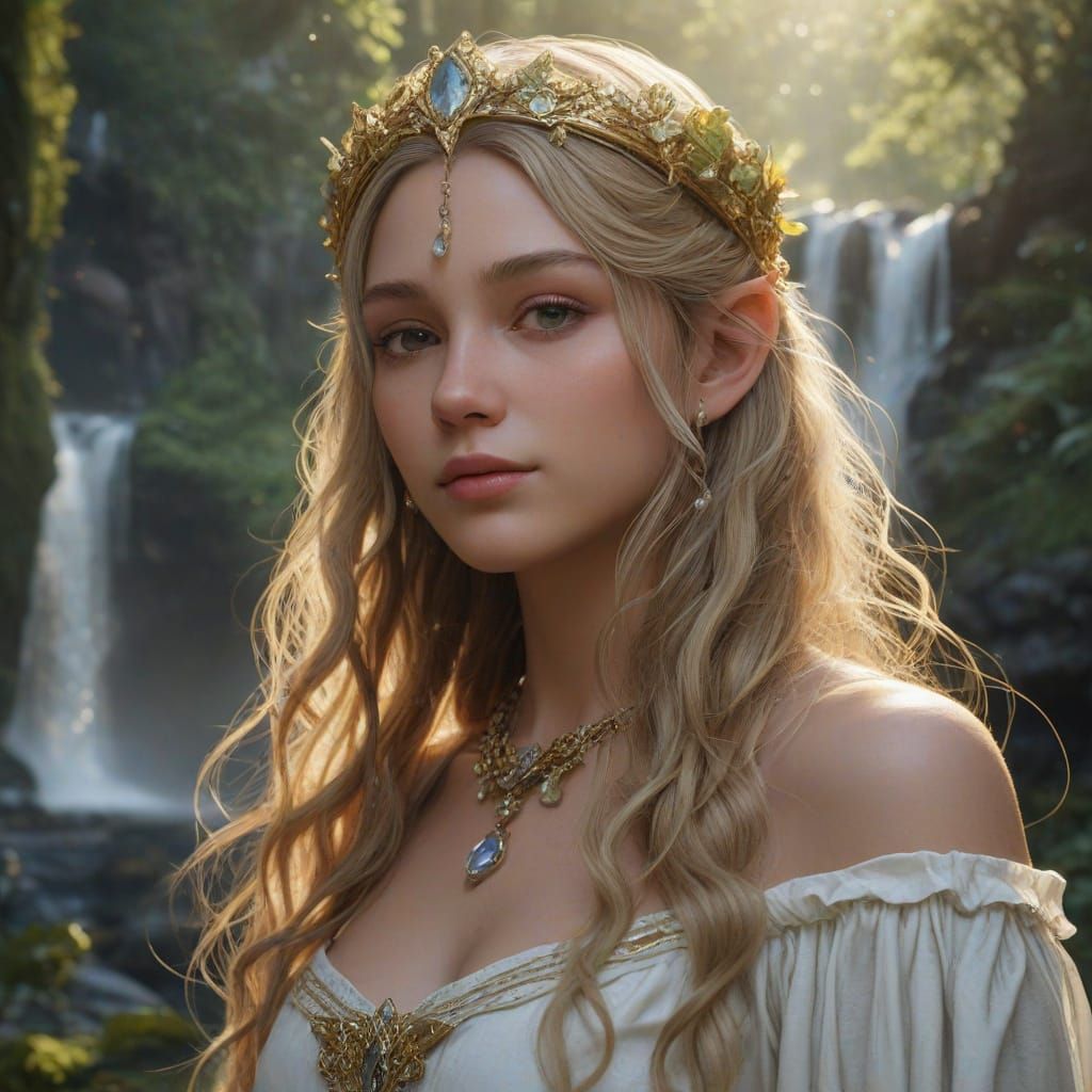 Elegant Elven Princess Portrait in Vibrant Colors