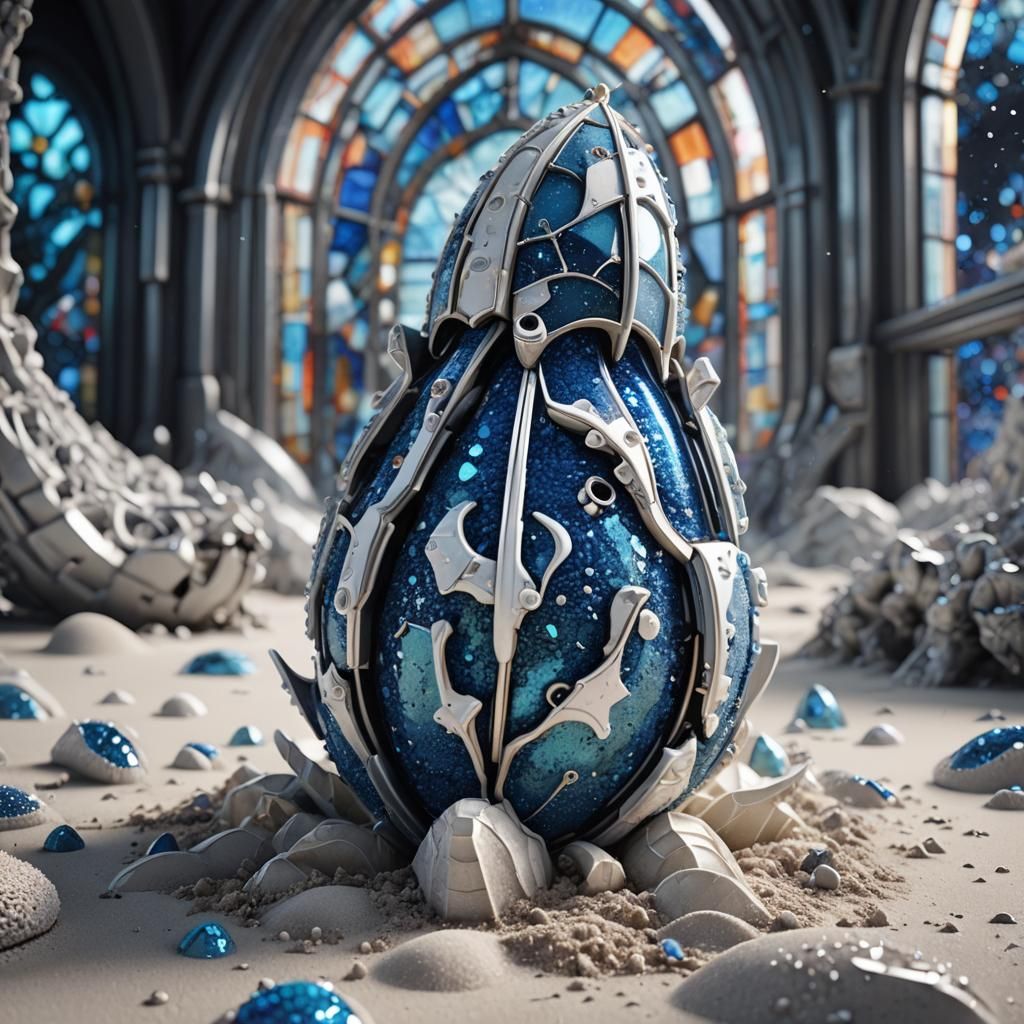 Sci-Fi Sand Banana in Stained Glass, Digital Art