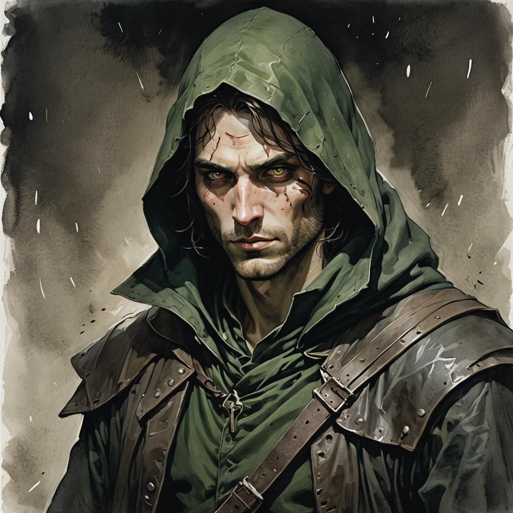 Shadowy Thief with Pale Skin in Dark Fantasy Style