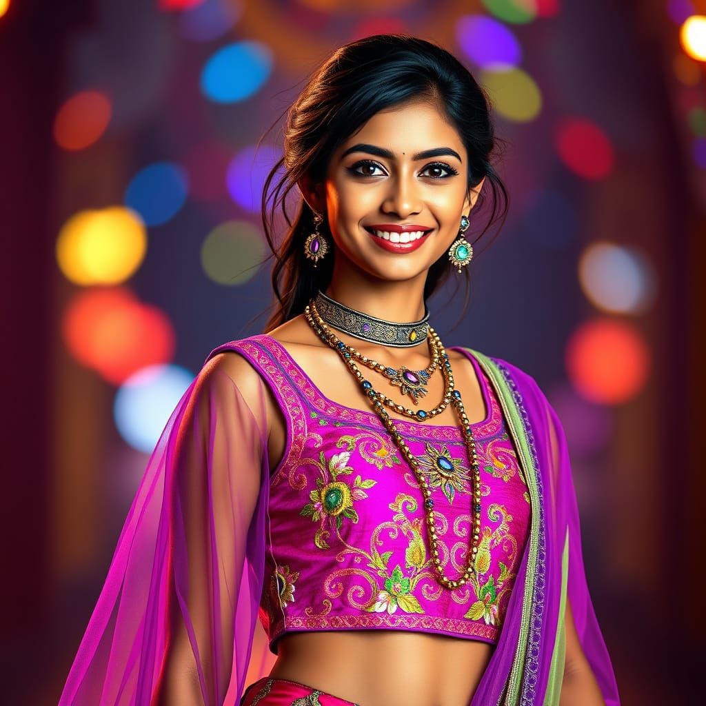 Uttarkhand Indian Woman in Vibrant Modern Attire