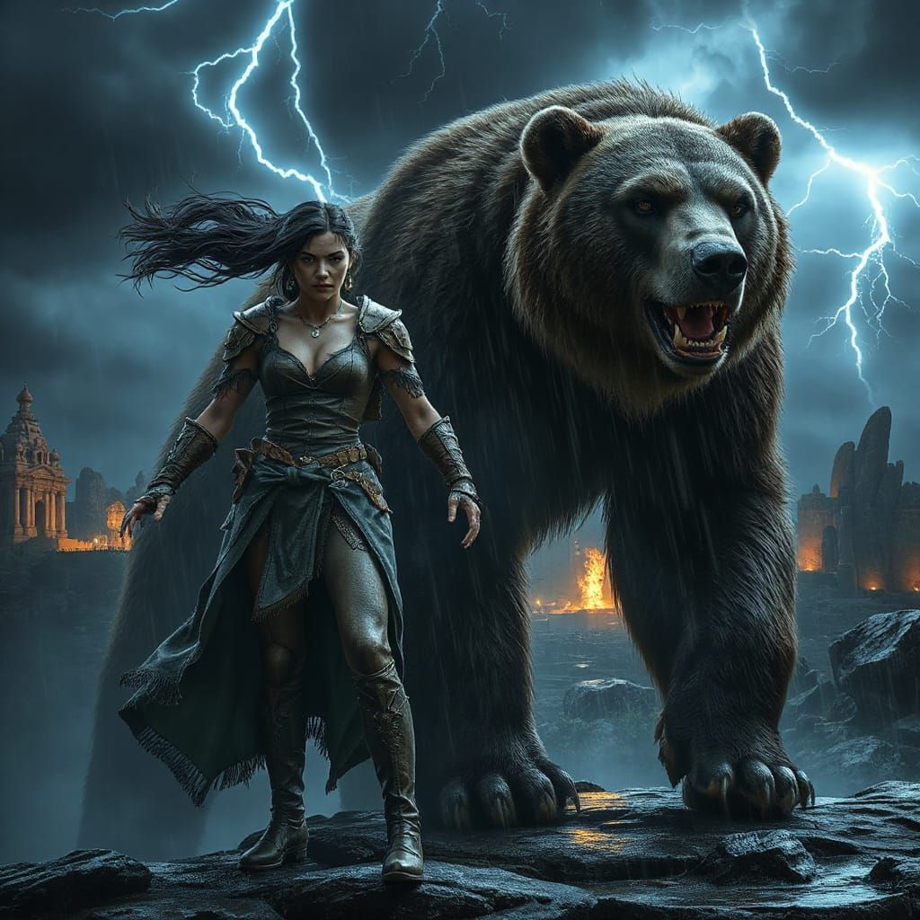 Epic Storm Guardian in Fantasy Digital Painting