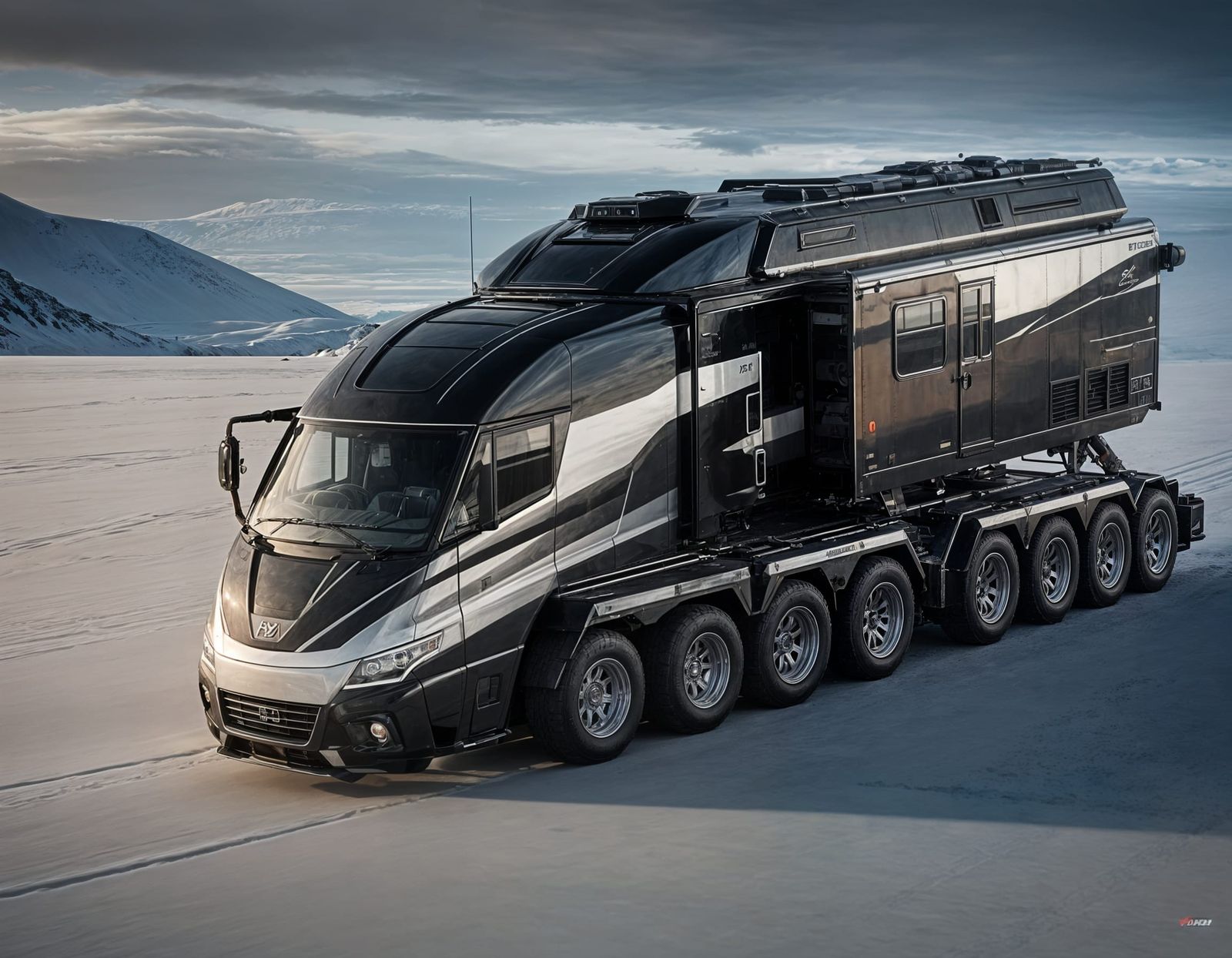 Futuristic Expedition Vehicle at Vostok Station in Sci-Fi St...