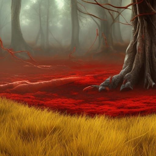 Grotesque Crimson Biome: Body Horror Landscape in 4K