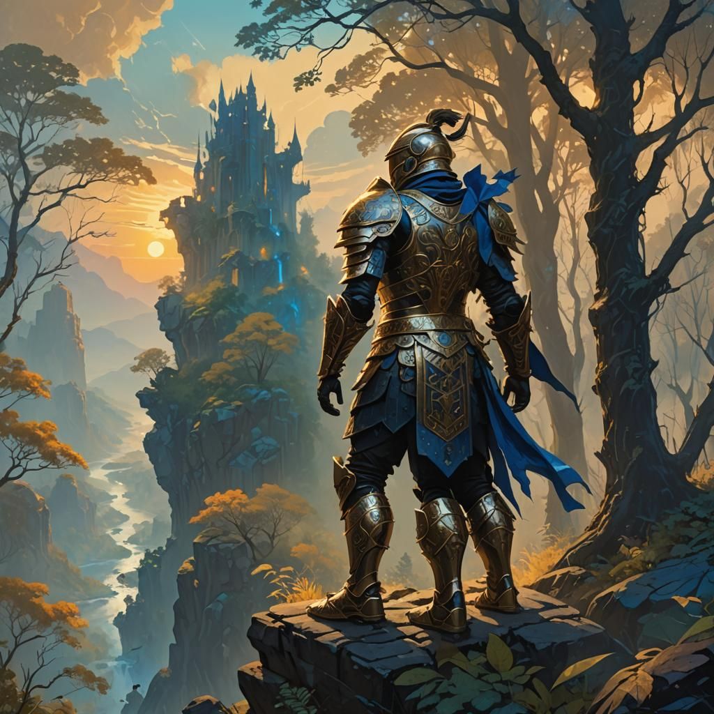 Mystical Forest Warrior in Fantasy Art Style