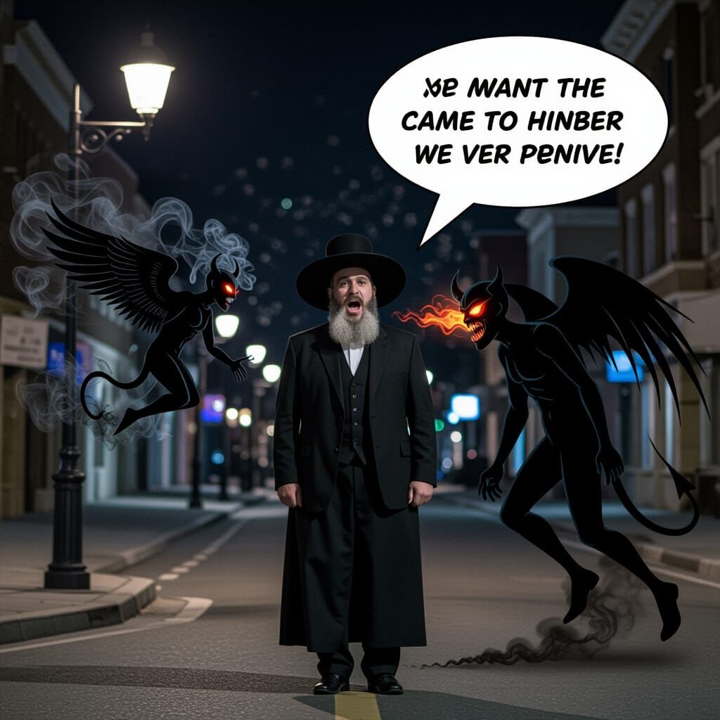 Orthodox Man Summons Demon in Dramatic Lighting