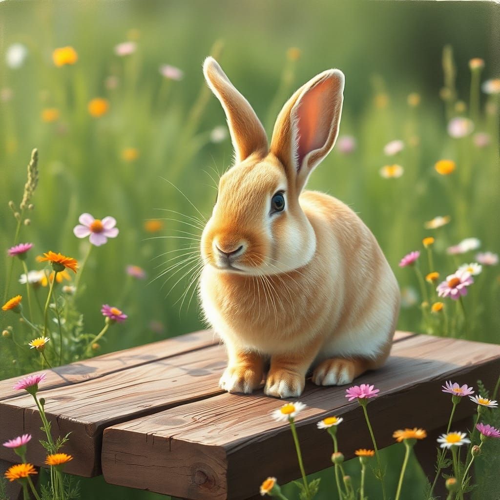 English Lop Rabbit in Beatrix Potter Style