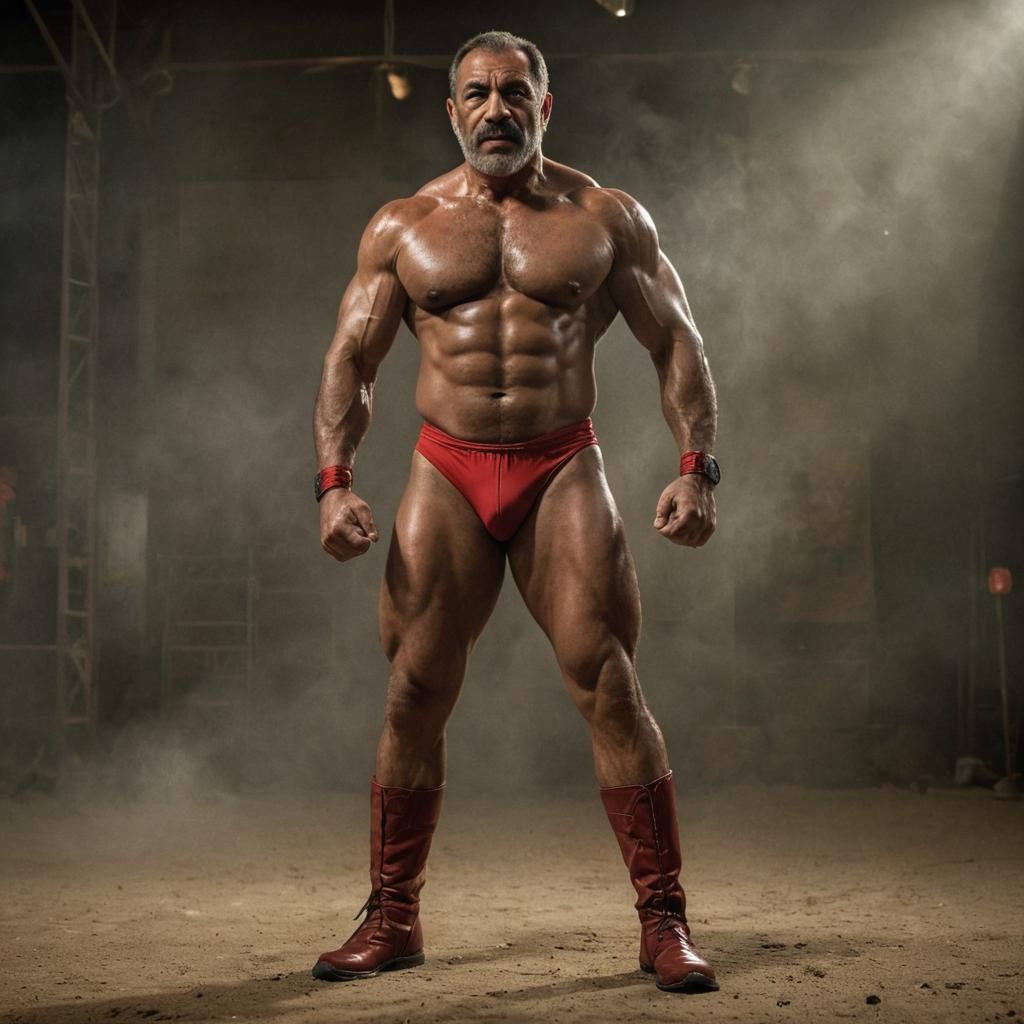 Muscular Egyptian Wrestler in Bodybuilding Photography Style