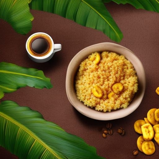 Tropical Breakfast Still Life, Detailed Matte Painting