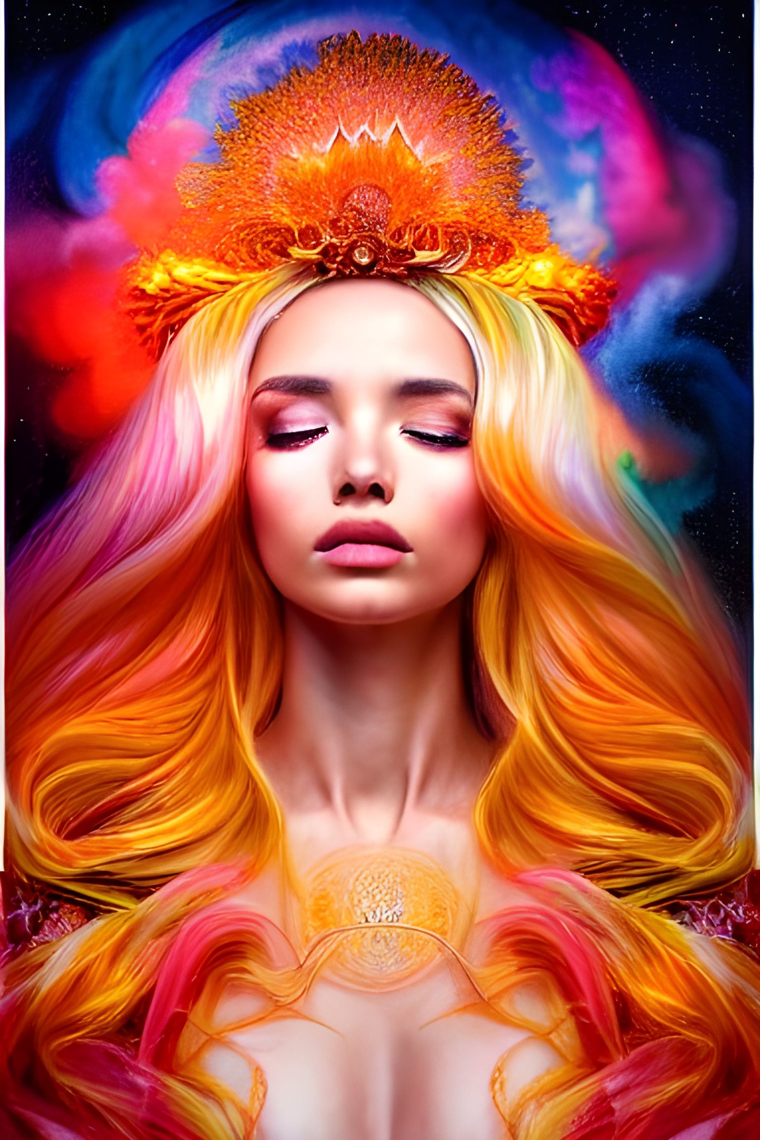 Goddess Venus in Glowing Robes: Detailed Portrait