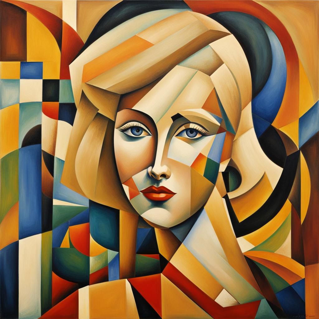 Fauvist Portrait with Geometric Abstract Cubism
