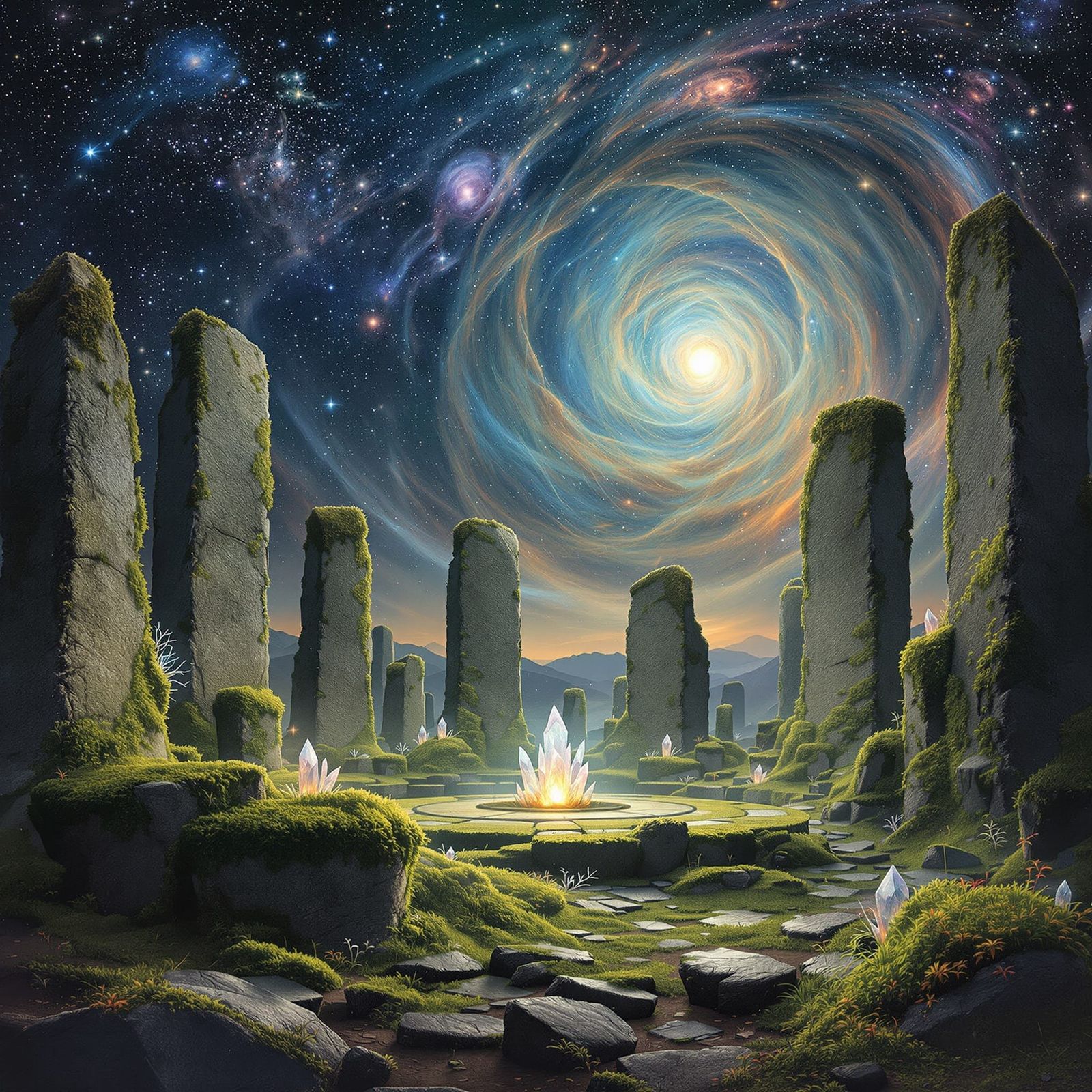 Cosmic Stone Circle: Ethereal Fantasy Art