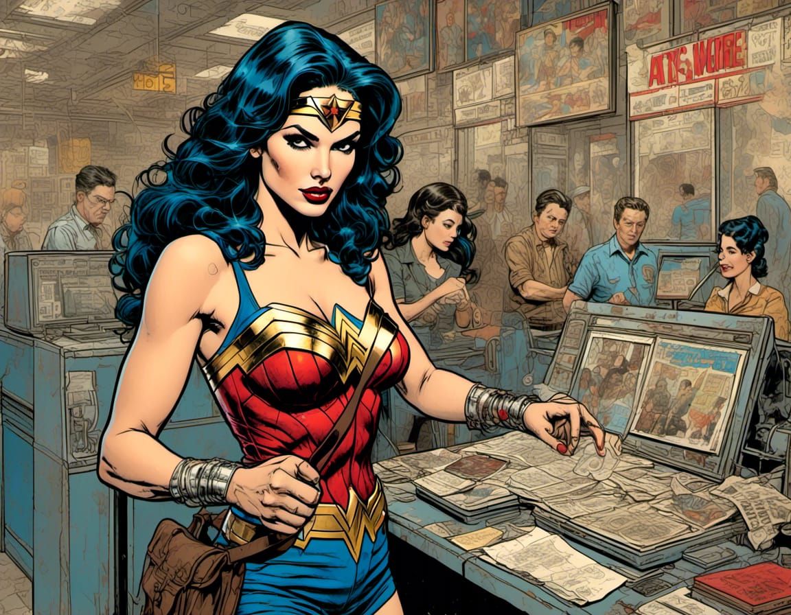Wonder Woman's Airport Security Challenge: Retro Comic Style