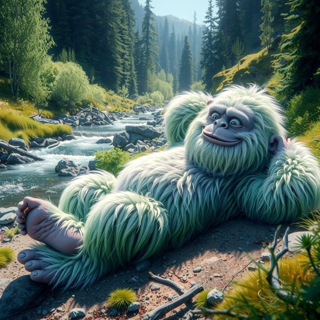 Serenely Standing Yeti in Nature