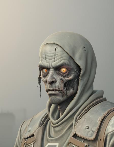 Zombie Portrait in Gritty Pixel Art Style