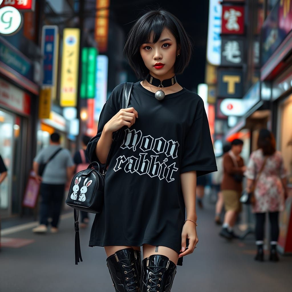 Gothic Thai Woman in Harajuku Fashion