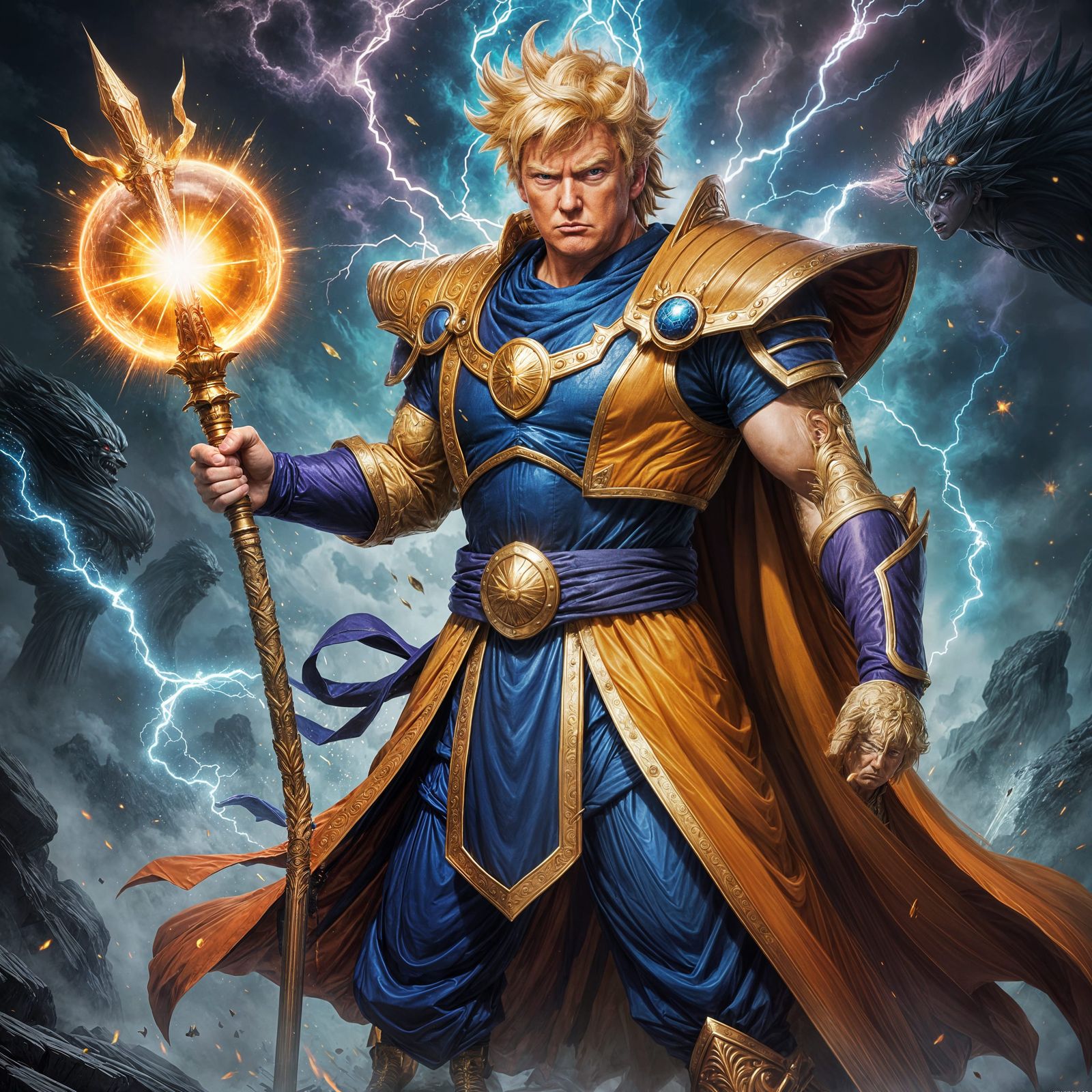 Hyperrealistic Dragonball Z-Inspired God Emperor Trump