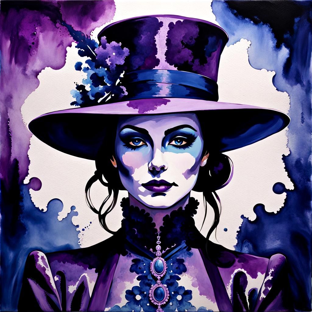 Esoteric Oil Painting: Gothic Woman Rorschach Ink Blot