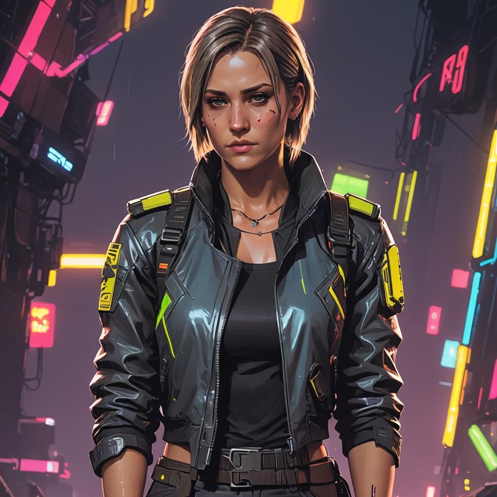 Rhea Ripley in Neon Cyberpunk 2099 Style