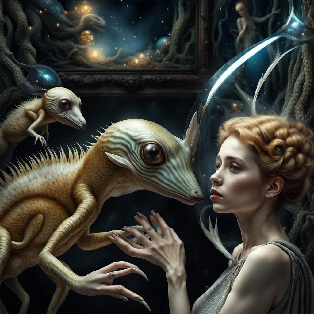 Exquisite Alien People and Pets in a Magical Landscape