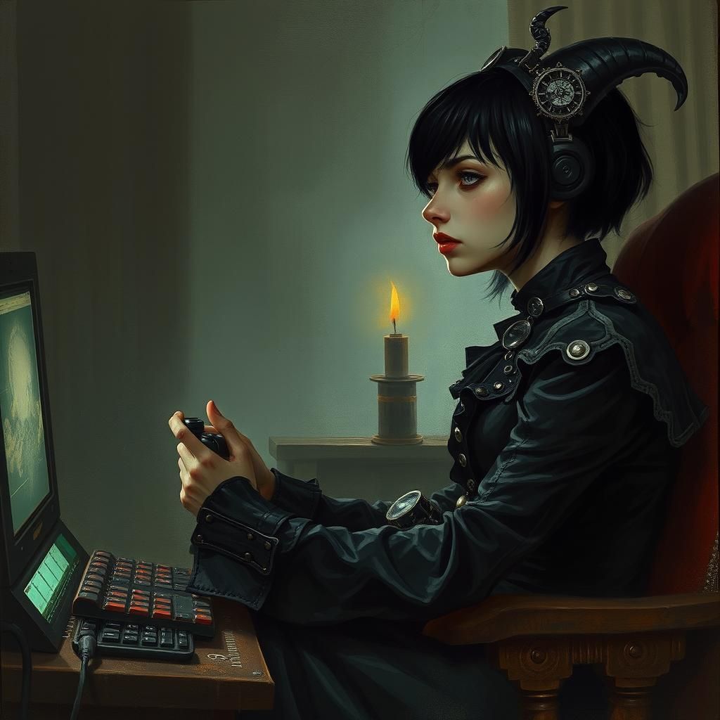 Gothic Steampunk Witch Gaming, Horror Style