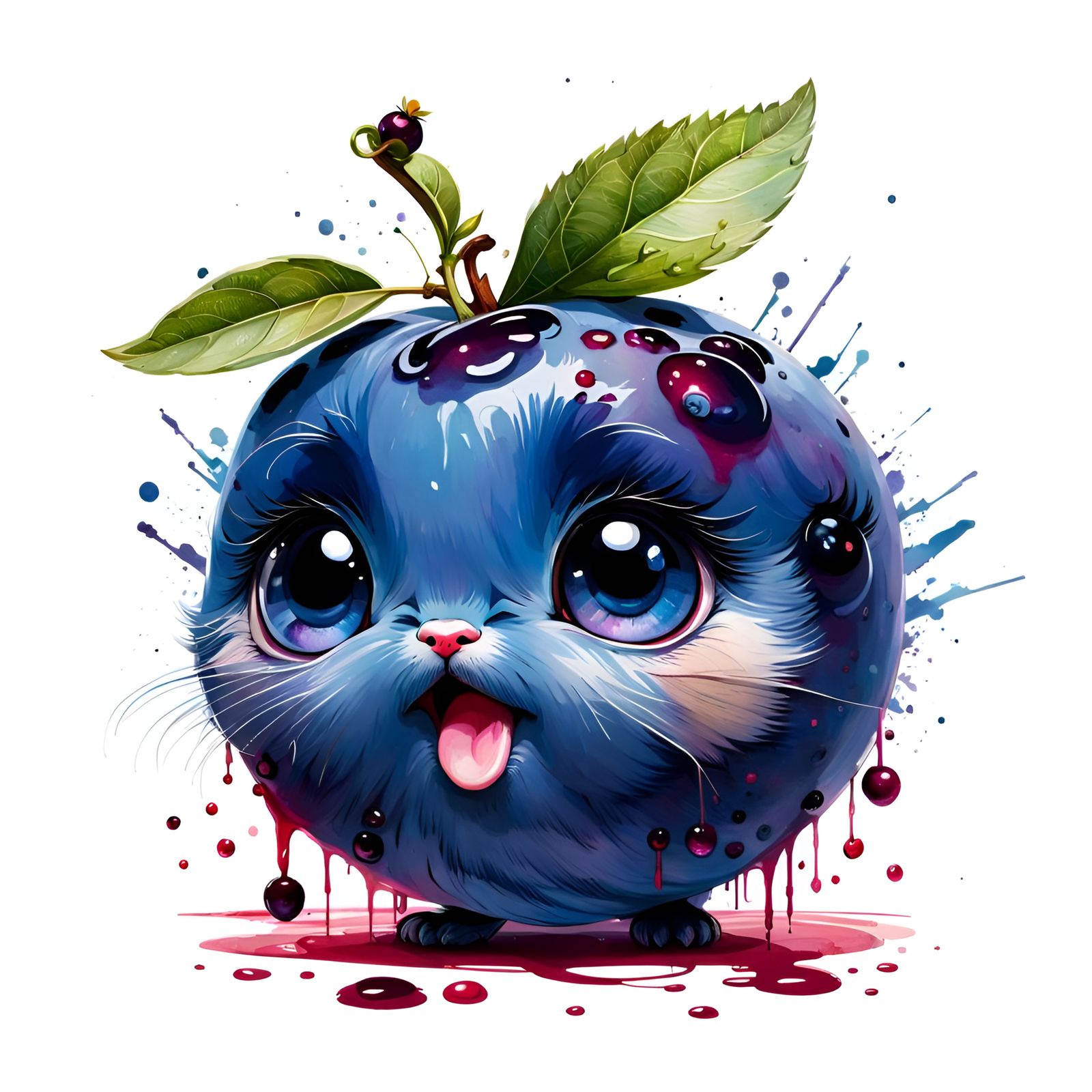 Sad Blueberry Portrait in Digital Painting Style