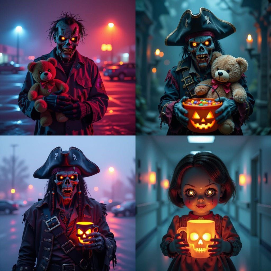 Cinematic Halloween Portrait of a Terrifying Undead Figure