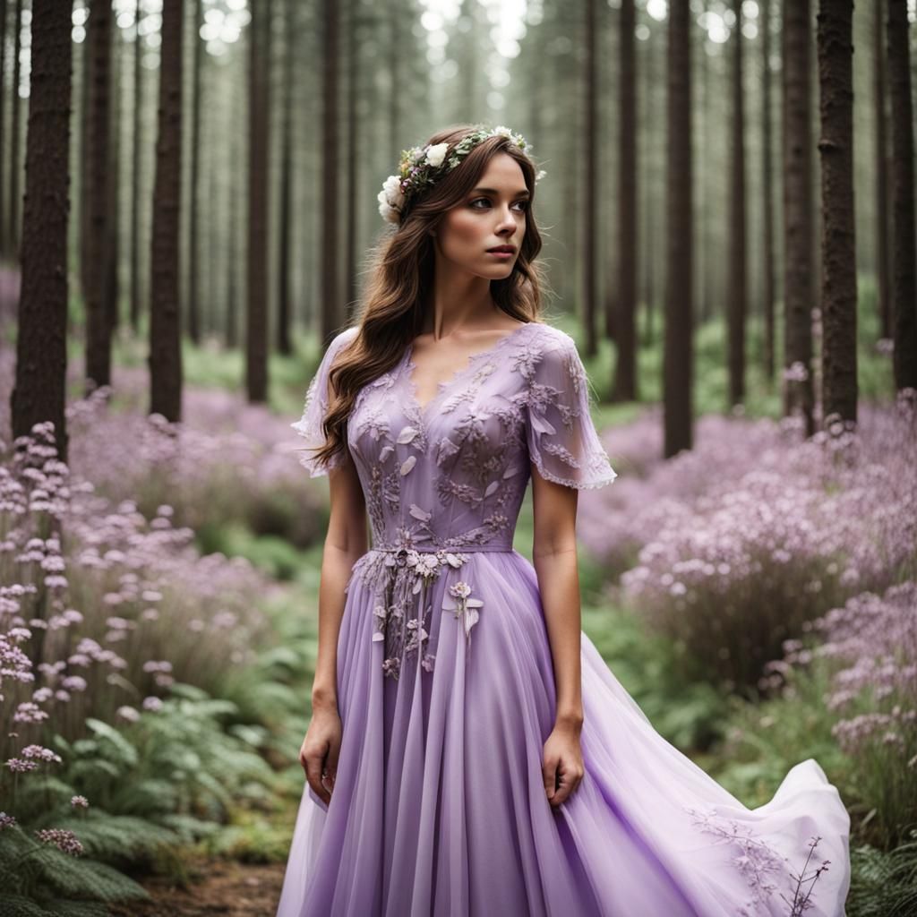 Floral Light Purple Dress in Forest