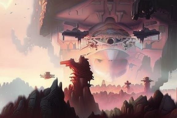 Utopic Landscape in Alternate Universe, Hyperdetailed Fantas...