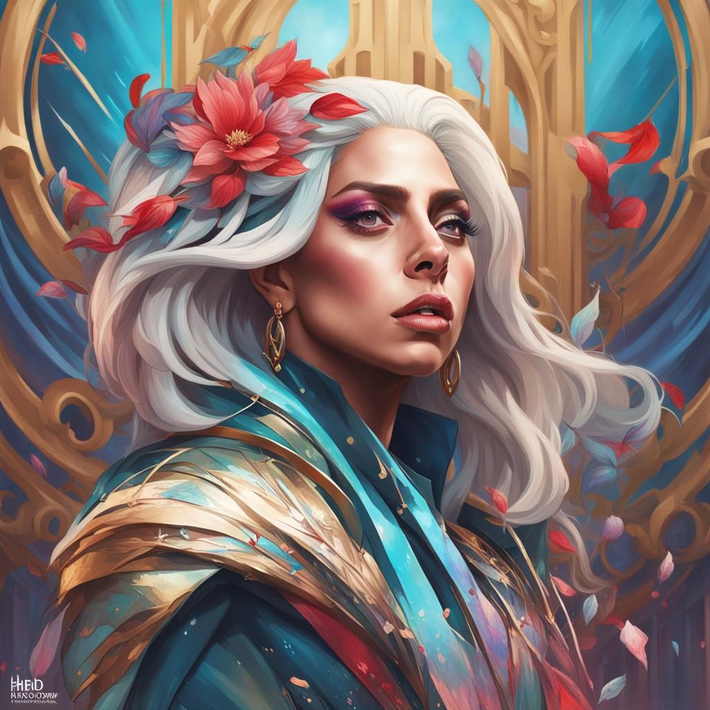 Lady Gaga Portrait in Hyperdetailed Digital Art Style