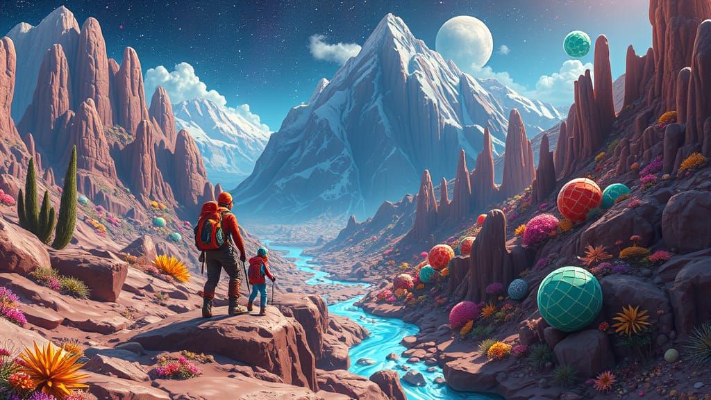 Adventurers Climb Chocolate Candy Mountain in Psychedelic St...