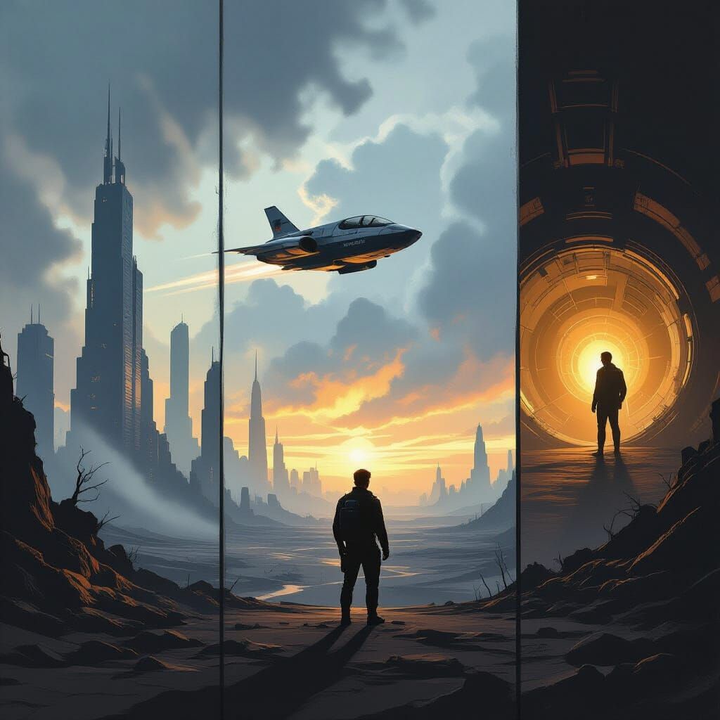 Sci-Fi Triptych: Oblivion Film Inspired Art