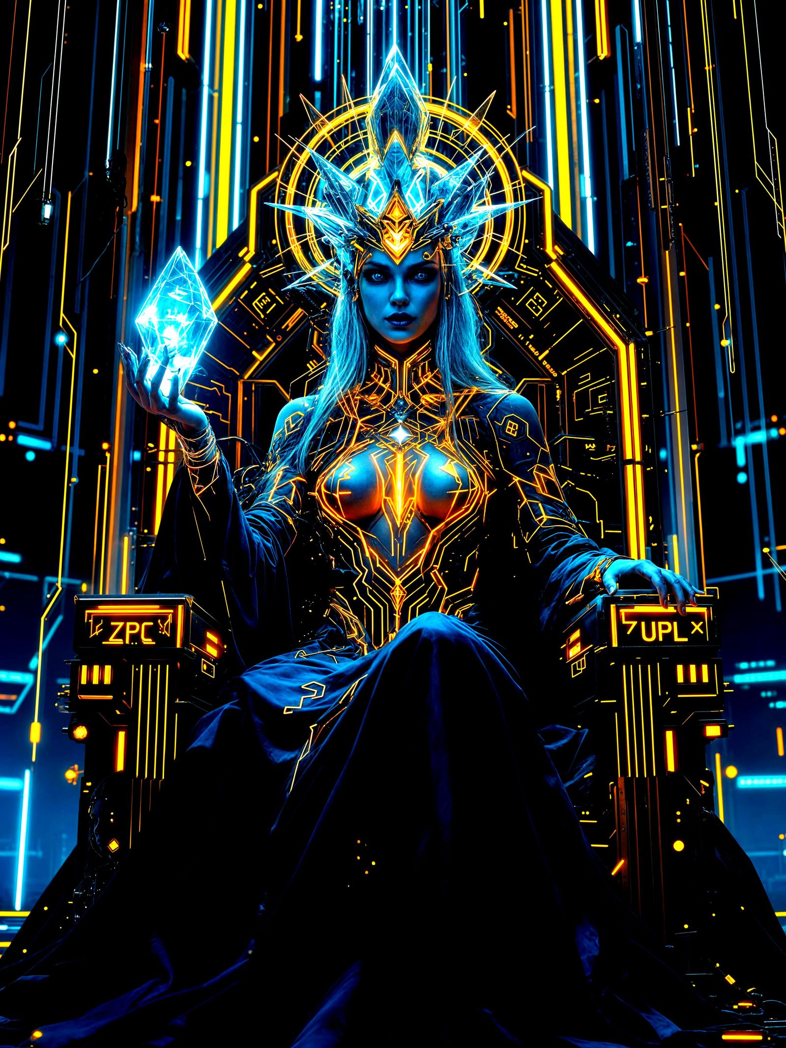 Techno-Witch Oracle on Server Rack Throne