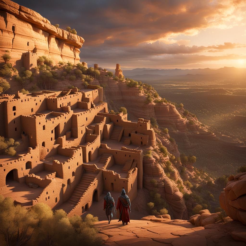 Spirits Visit Mesa Verde: Detailed Matte Painting