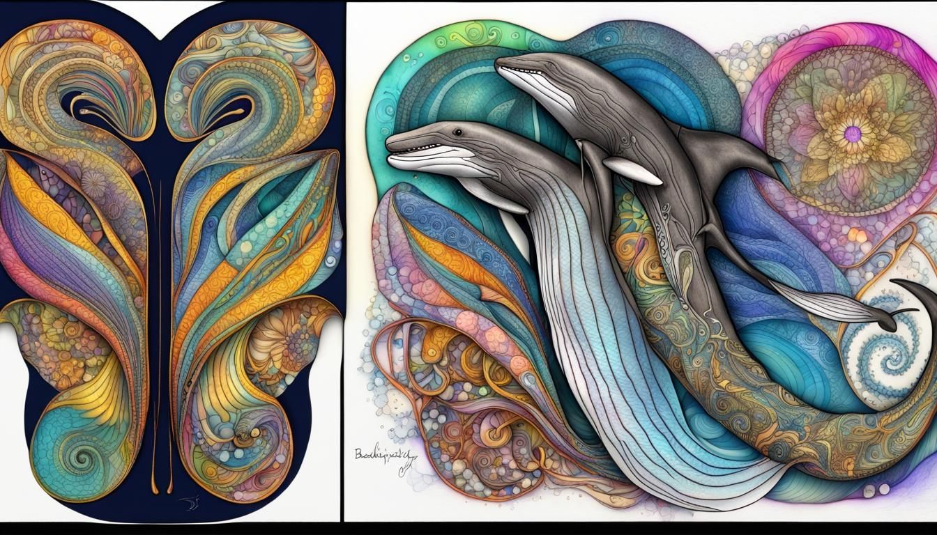 Futuristic Minke Whale with Fractal Quantum Elements