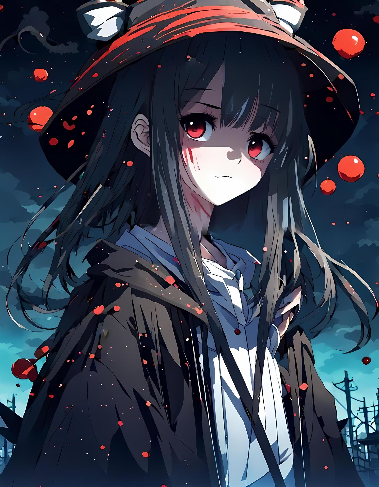 Creepy Anime Girl in Dark Cel-Shaded Style