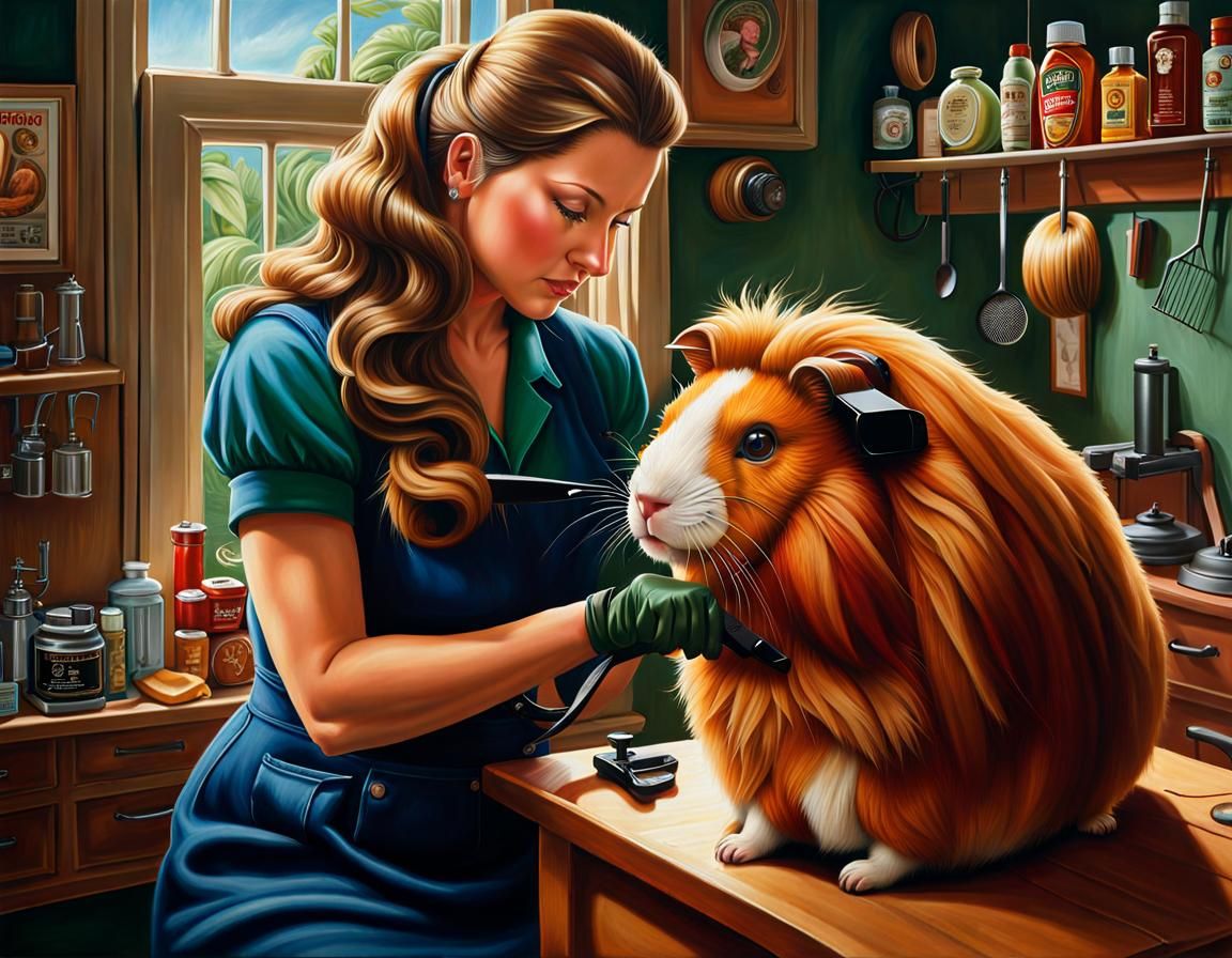 guinea pig getting a haircut!