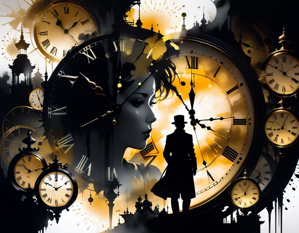 Noir Double Exposure: New Year's Time Passage