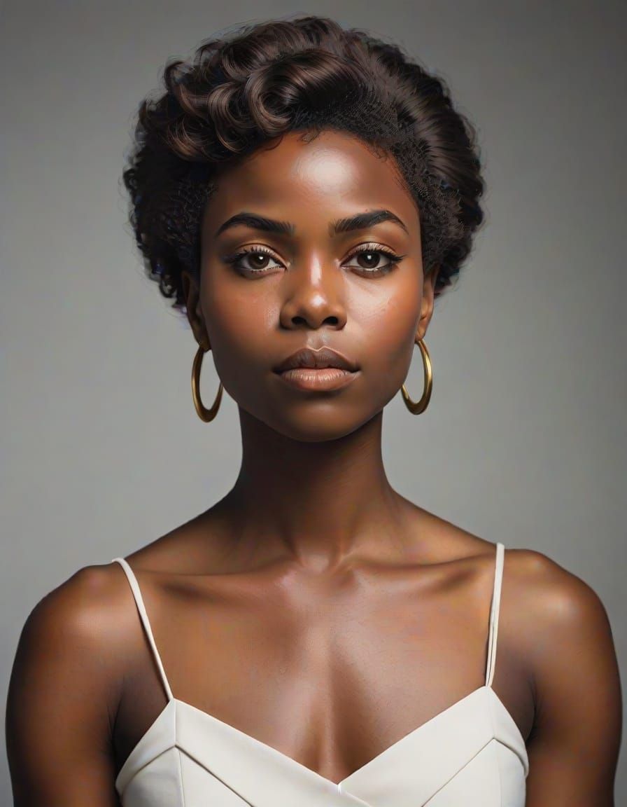 Regal Black Woman Portrait with Natural Hair