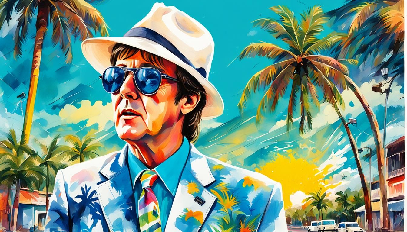 Paul McCartney in Jamaica: Watercolor Pop Art Portrait