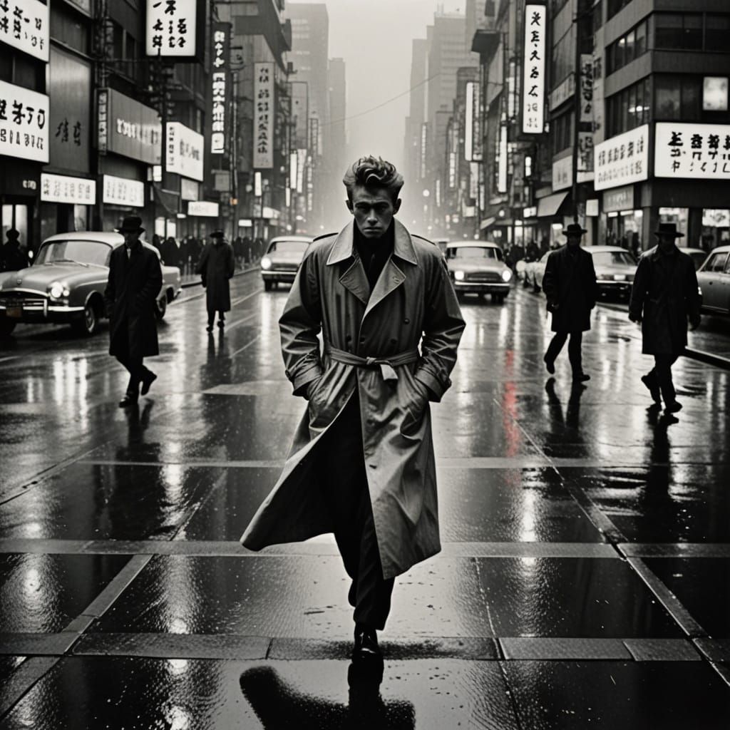 Ghostly Encounter in Rainy Tokyo: Street Photography Style