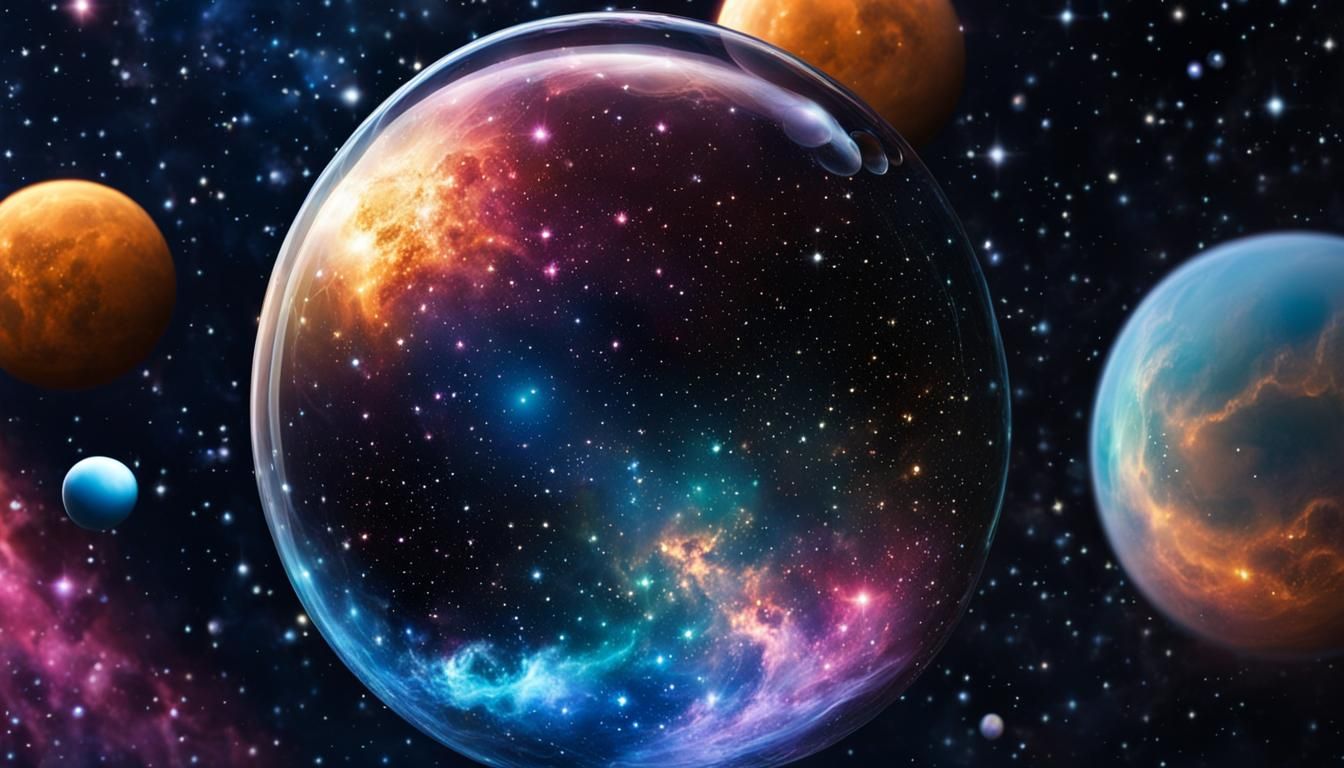 Soap Bubble Floating in Starry Galaxy