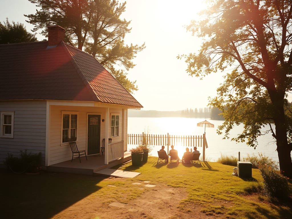 Whimsical Summer Cottage Scene in Vintage Analog Photography...