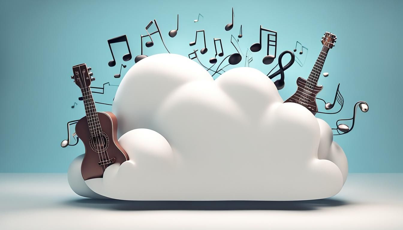 Cloud Music Storage: Modern 3D Illustration