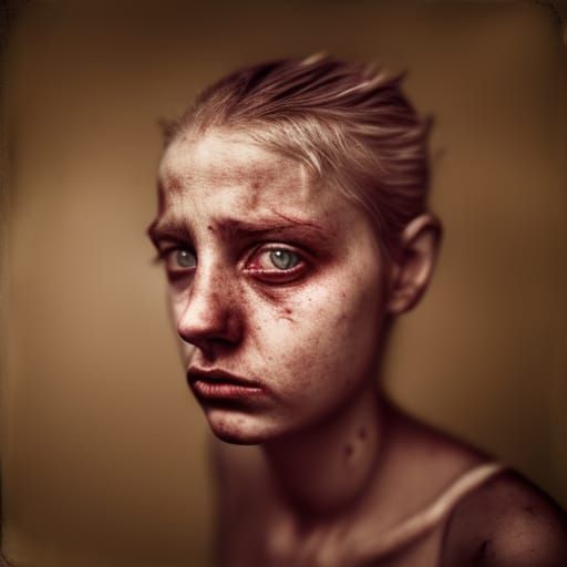 Sinister Personification of Trauma in Dark Horror Portrait