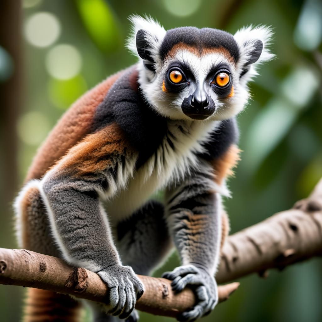 Lemur Portrait in Rainforest, Wildlife Photography