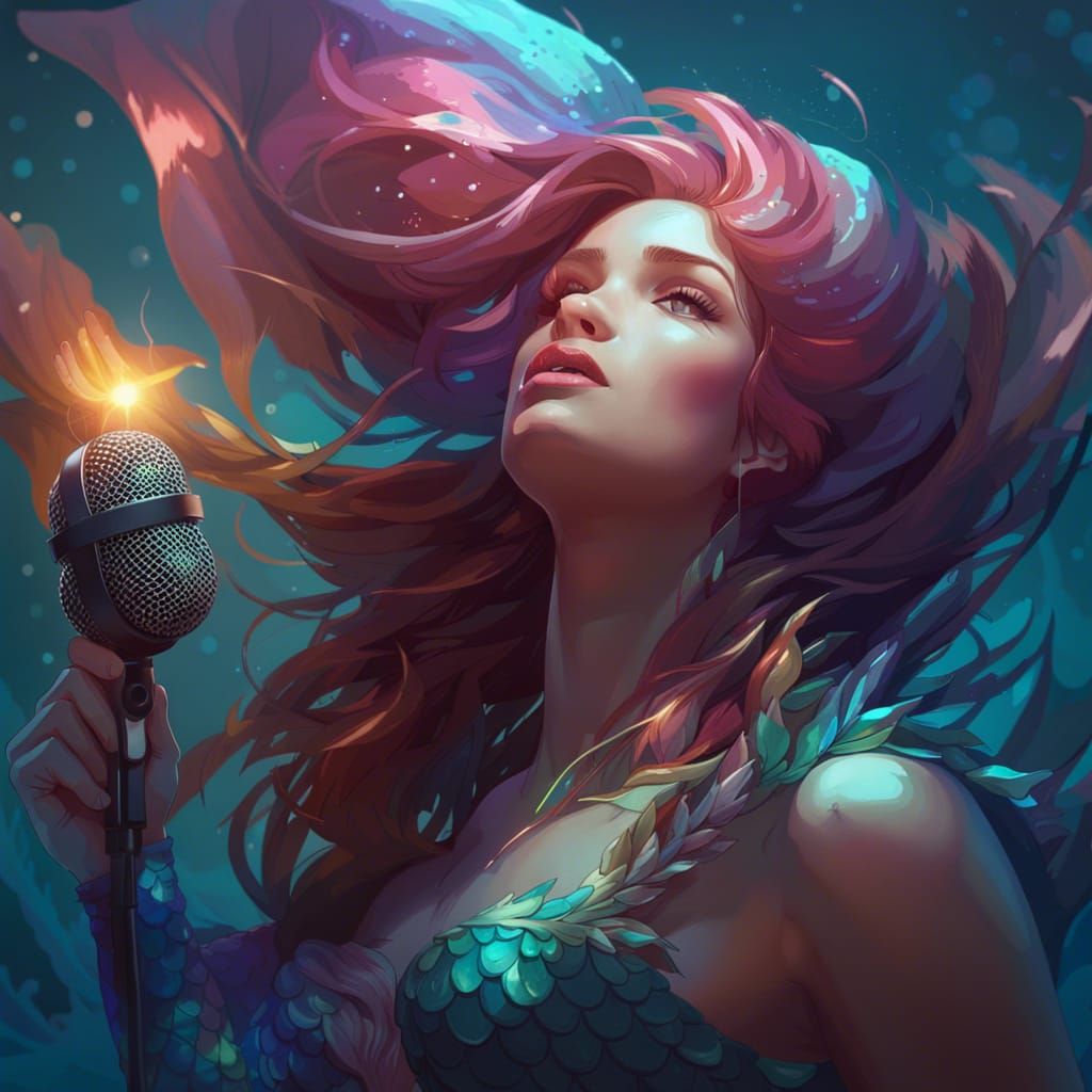 Mermaid Singer: Hyperdetailed Portrait in Art Nouveau Style